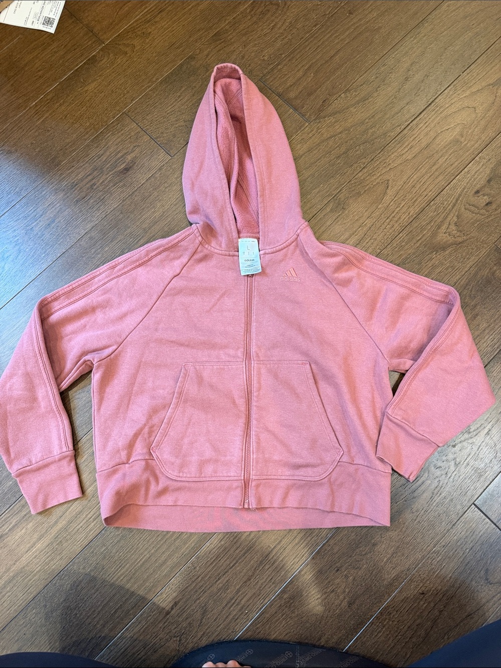 adidas Kids Pink Full-Zip Hooded Sweatshirt Size Large/14 - C46-025